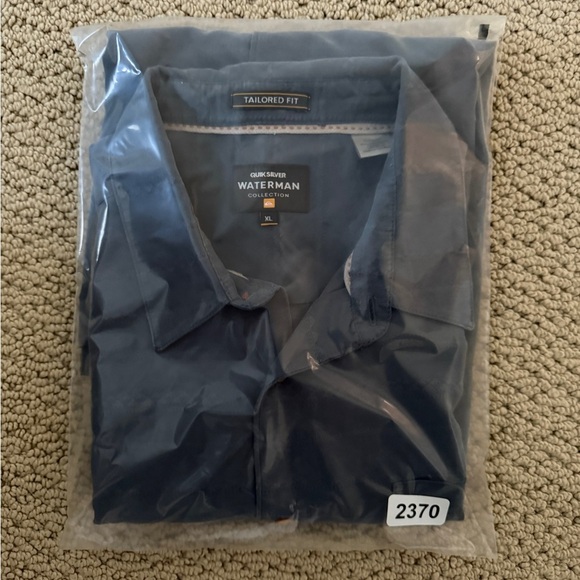QUIKSILVER Waterman Collection Blue Gray Collared Shirt Tailored Fit Men XL - Picture 6 of 6